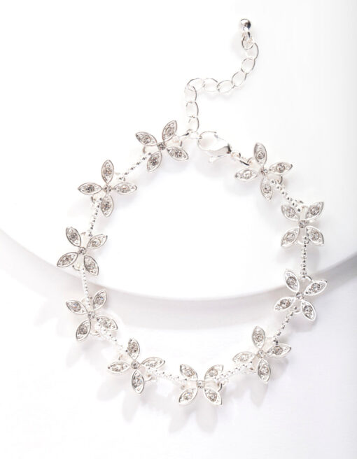 Crystal Silk Flower Bracelet