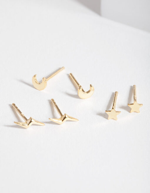 Celestial Stud Earrings Trio
