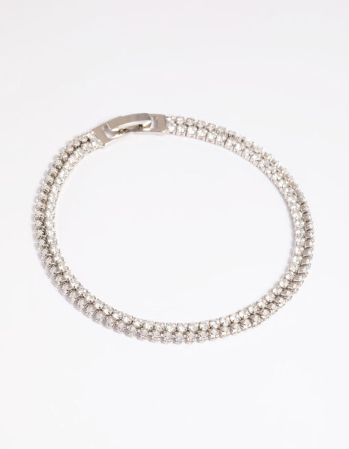Rhodium  Layered Tennis Bracelet
