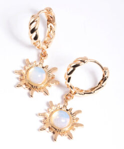 Moonstone Huggie Hoop Earrings