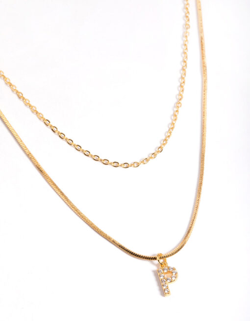 Letter P Layered Initial Necklace