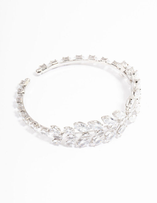 Rhodium  Statement Marquise Wrist Cuff