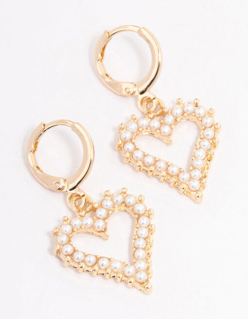 Pearl Heart Drop Earrings