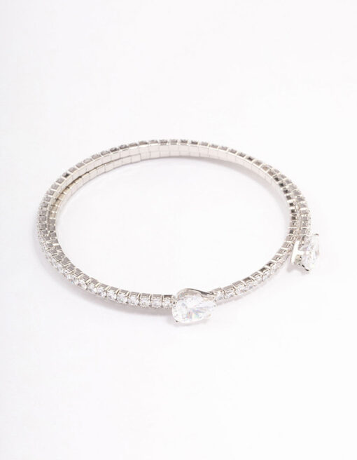 Rhodium Double Pointed  Bangle