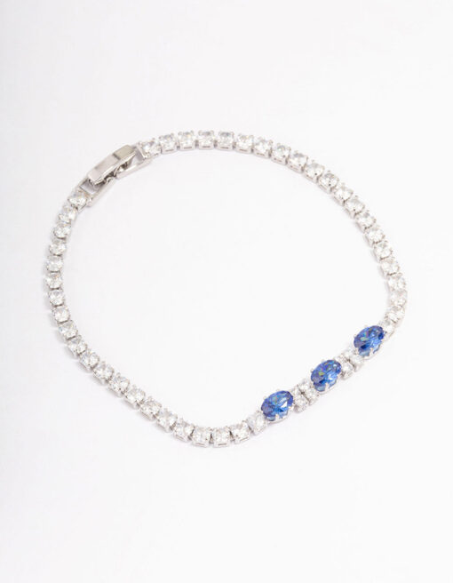 Rhodium Oval  Tennis Bracelet