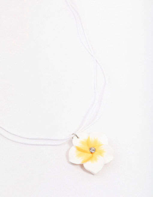 Rhodium Rope Frangipani Short Necklace