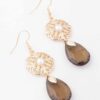 Brown Pearl Filigree Flower Earrings