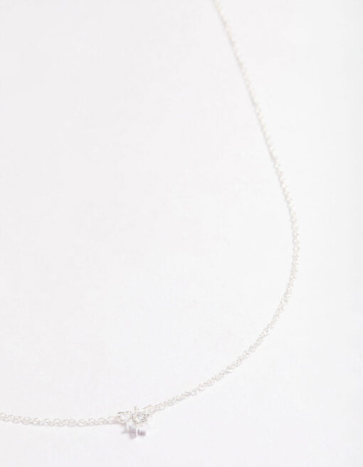 Sterling Cubic Zirconia Dainty Pendant Necklace
