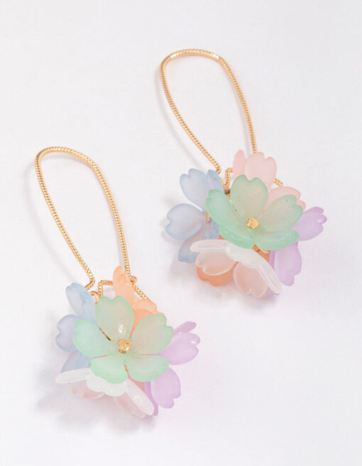 Cluster Flower Fish Hook Drop Earrings