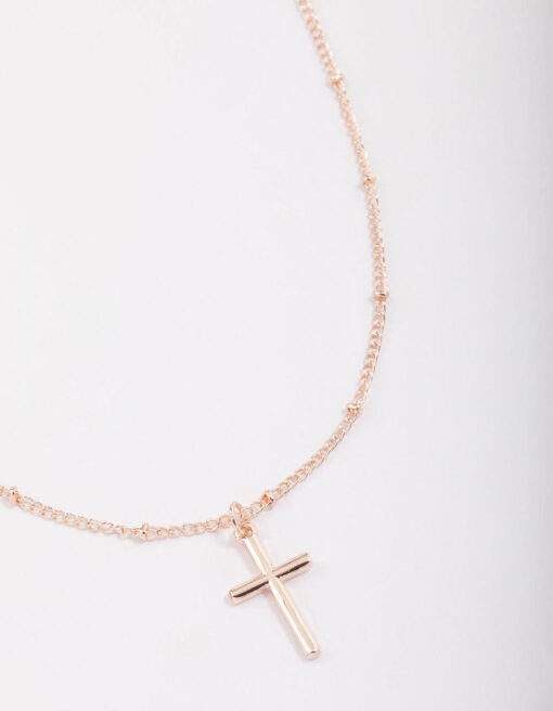 Rose Classic Cross Ball Chain Necklace