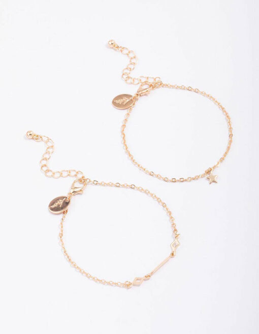 Geometric Chain Star Bracelet Pack