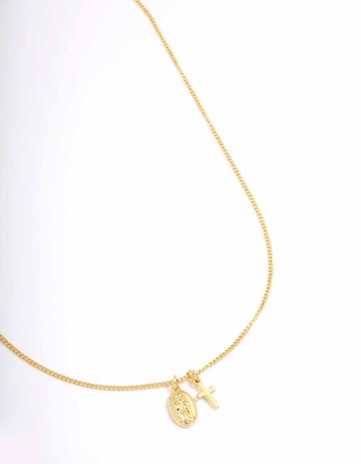Mary Cross Charm Pendant Necklace