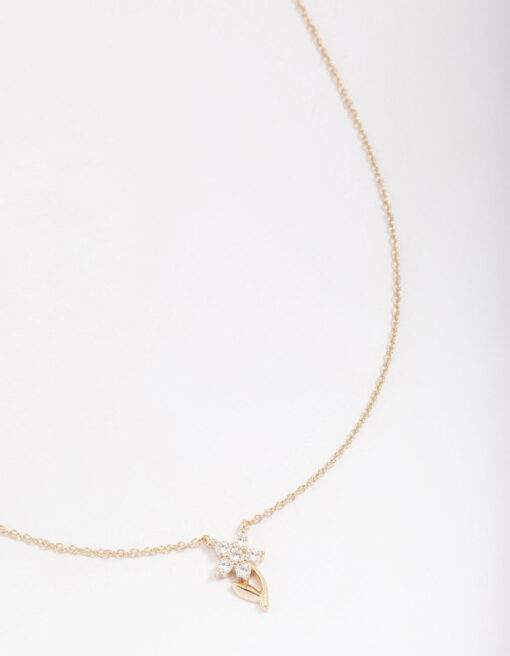 Flower Stem Pendant Necklace