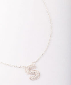 Letter S Pave Pendant Initial Necklace