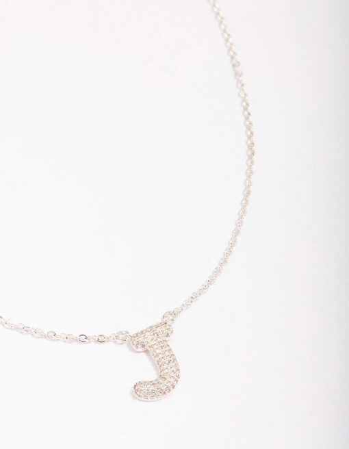 Letter J Pave Pendant Initial Necklace