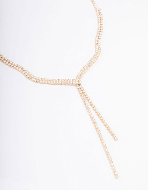 Ribbon Cubic Zirconia Lariat Necklace