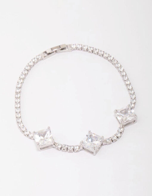 Rhodium Square  Bracelet
