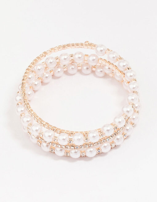 Rose Pearl & Wrapped Bracelet