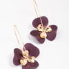 & Brown Large Flower Wire Hoop Earrings