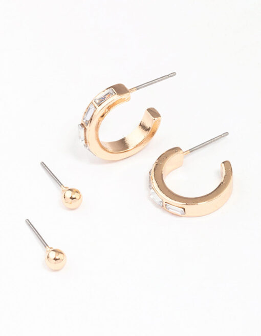 Rectangular Hoop & Stud Earring Pack