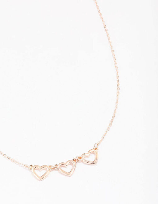 Rose Cut Out Heart Pendant Necklace