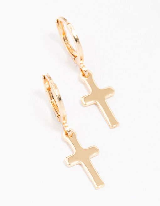 Plain Cross Hoop Earrings