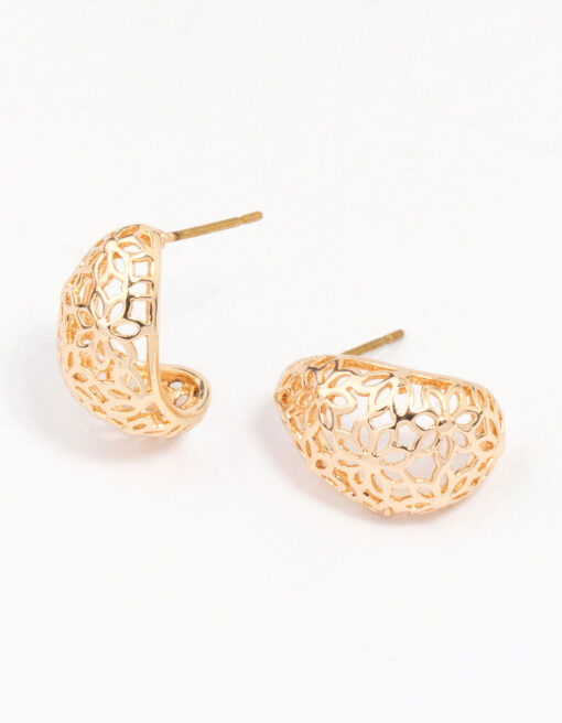 Intricate Cut-Out Teardrop Hoop Earrings
