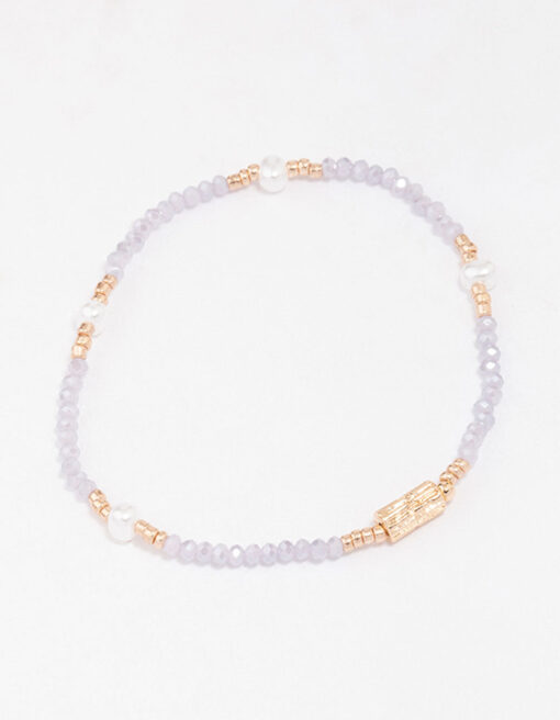 Lilac Beaded & Pearl Bracelet