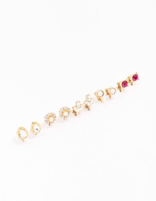 Jewel Stone Clip On Earring 5-Pack