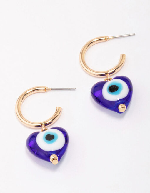 Evil Eye Heart Earrings
