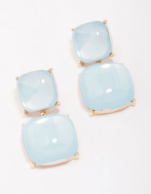 Blue Puffy Stone Earrings