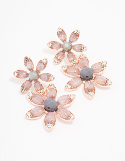 Rose Flower Beaded Drop Earrings