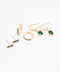 Emerald Stud Earring 3-Pack