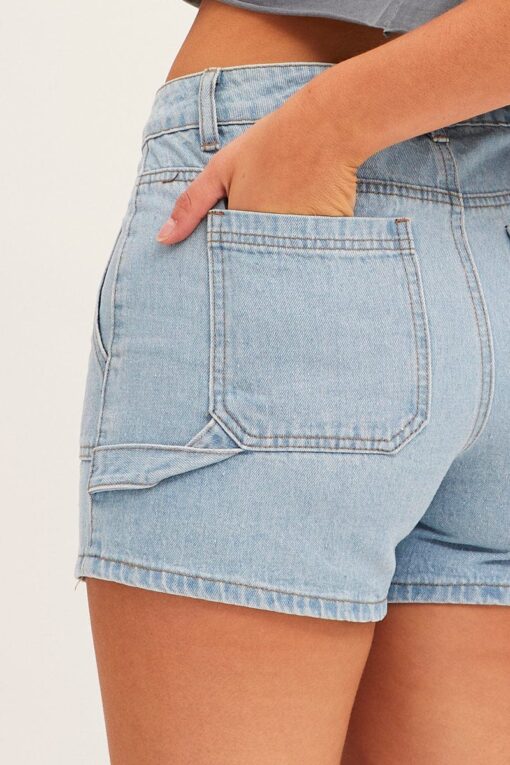 Blue Relaxed Denim Shorts High Rise - Image 6
