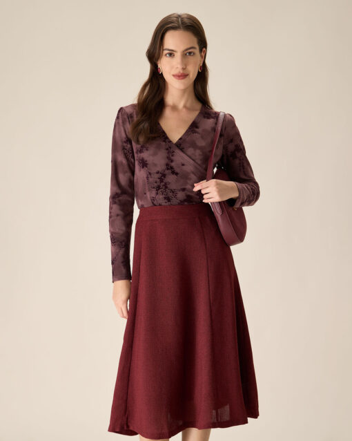 Purple Floral Ruched Wrap Tee - Image 2