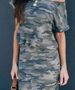Women's Summer Short Sleeve T Shirt Dress One Shoulder Mini Dress