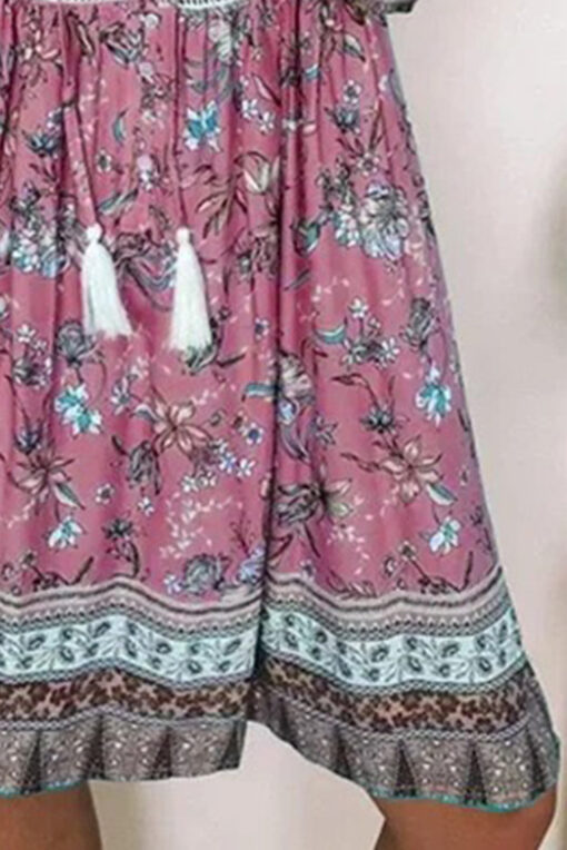 Women's Floral Boho Dress Casual Summer Swing A Line Beach Mini Dress - Image 12