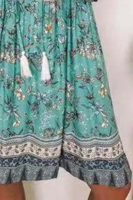 Women's Floral Boho Dress Casual Summer Swing A Line Beach Mini Dress - Image 15