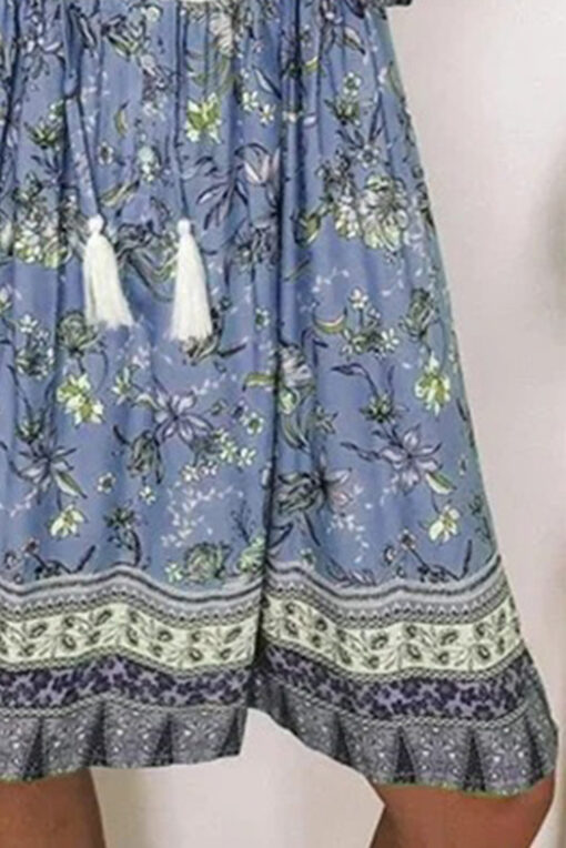 Women's Floral Boho Dress Casual Summer Swing A Line Beach Mini Dress - Image 6