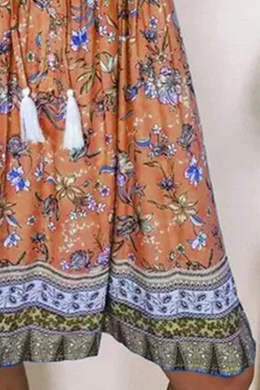 Women's Floral Boho Dress Casual Summer Swing A Line Beach Mini Dress - Image 3