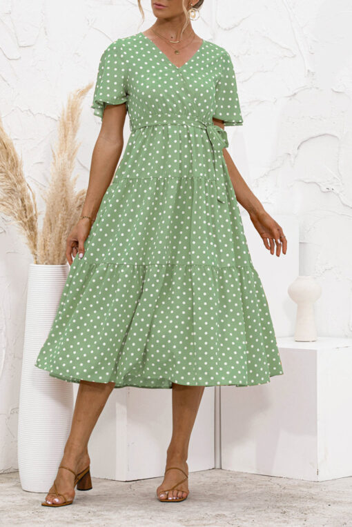 Women's Summer Polka Dots Short Sleeve A Line Mini Dress - Image 22