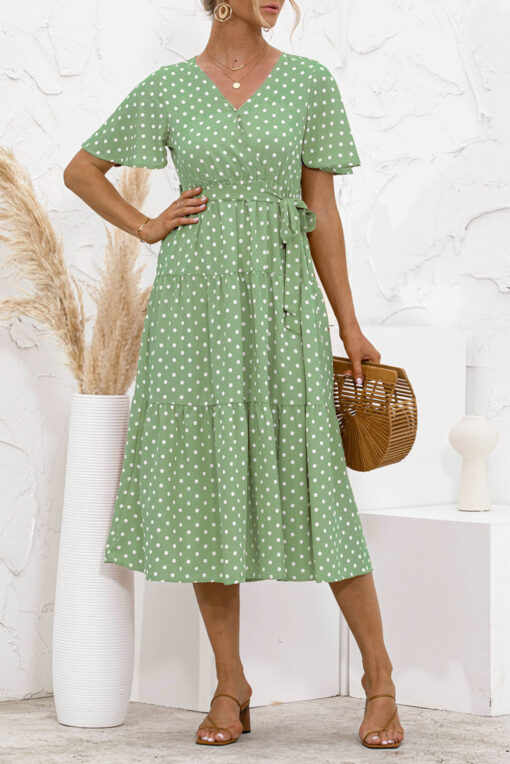 Women's Summer Polka Dots Short Sleeve A Line Mini Dress - Image 24