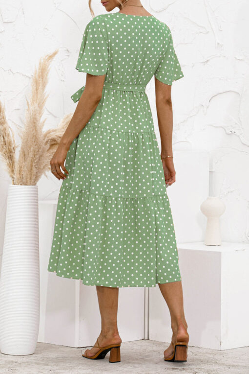 Women's Summer Polka Dots Short Sleeve A Line Mini Dress - Image 23
