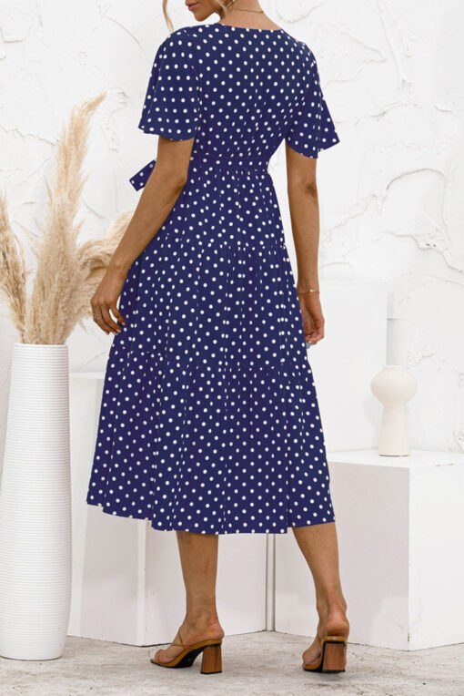Women's Summer Polka Dots Short Sleeve A Line Mini Dress - Image 14