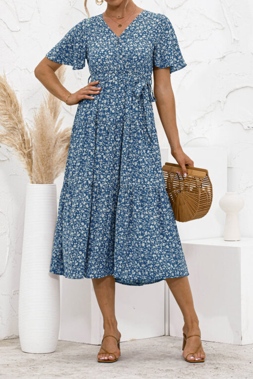 Women's Summer Polka Dots Short Sleeve A Line Mini Dress - Image 12