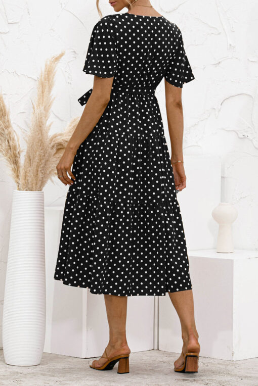 Women's Summer Polka Dots Short Sleeve A Line Mini Dress - Image 5