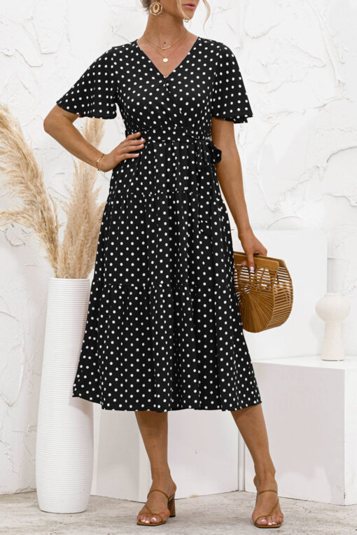 Women's Summer Polka Dots Short Sleeve A Line Mini Dress - Image 4