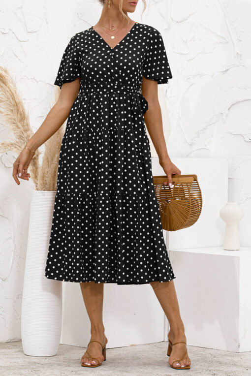 Women's Summer Polka Dots Short Sleeve A Line Mini Dress - Image 6