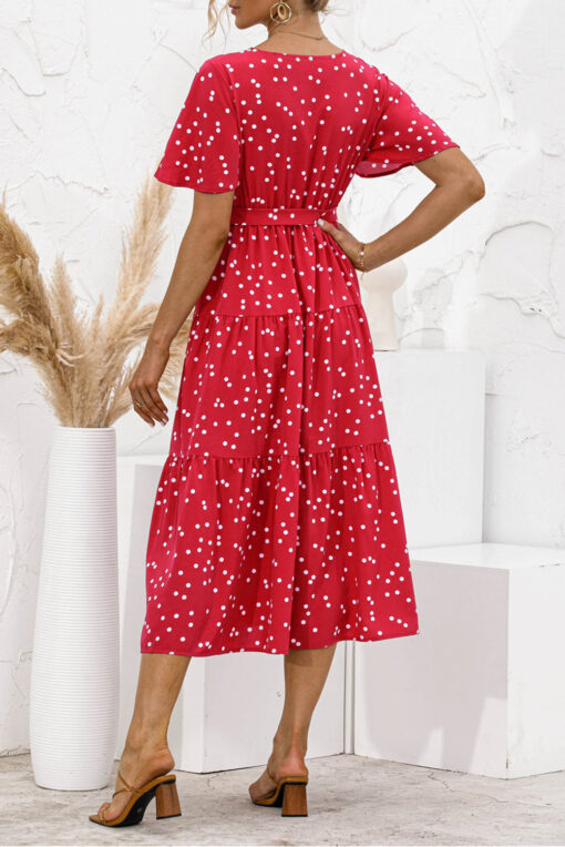 Women's Summer Polka Dots Short Sleeve A Line Mini Dress - Image 3