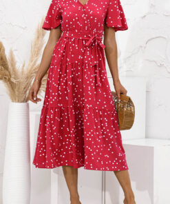 Women's Summer Polka Dots Short Sleeve A Line Mini Dress